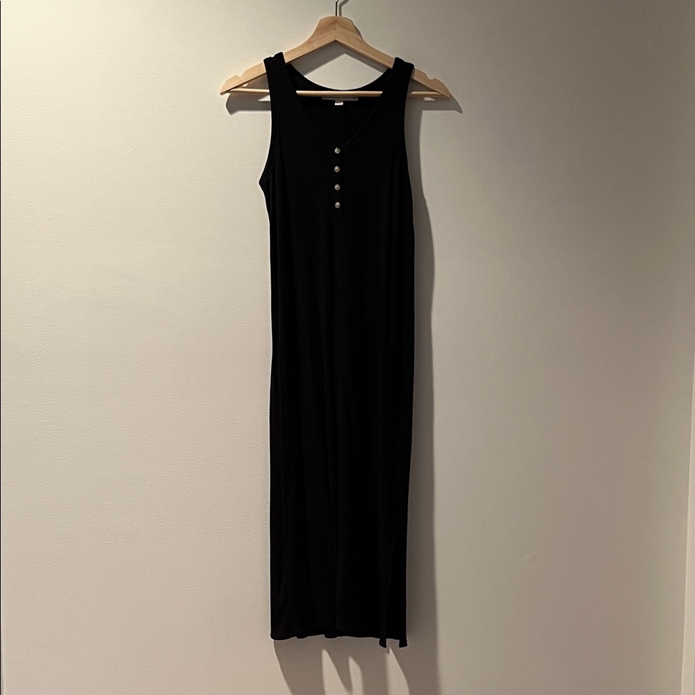 Black Henley Midi Dress